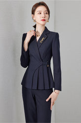 Camel Chic Belted Blazer Pantsuit Set